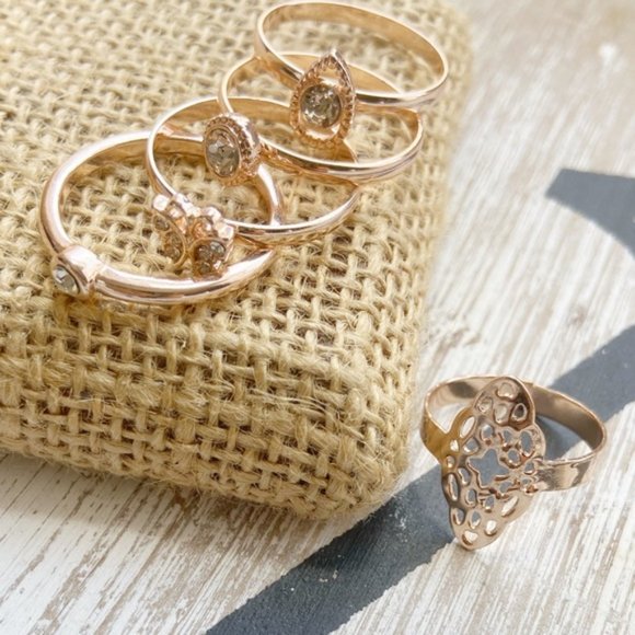 ROSE GOLD BOHO MIDI RING SET - Picture 3 of 3